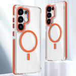 For Samsung Galaxy S25 Ultra 5G Dual-Color Clear Acrylic Hybrid TPU MagSafe Phone Case(Orange)