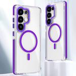 For Samsung Galaxy S25 Ultra 5G Dual-Color Clear Acrylic Hybrid TPU MagSafe Phone Case(Purple)