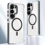 For Samsung Galaxy S25 Ultra 5G Dual-Color Clear Acrylic Hybrid TPU MagSafe Phone Case(Black)