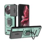 For vivo V30e 5G Global Sliding Camshield TPU + PC Shockproof Phone Case with Holder(Green)