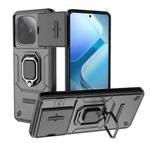 For vivo iQOO Z9 Turbo 5G Sliding Camshield TPU + PC Shockproof Phone Case with Holder(Black)