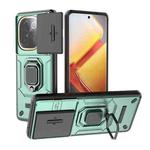 For vivo iQOO Z9s Pro 5G Global Sliding Camshield TPU + PC Shockproof Phone Case with Holder(Green)