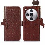 For OPPO Find X7 Ostrich Pattern Genuine Leather RFID Phone Case(Coffee)