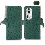 For OPPO Reno11 Pro 5G Global Ostrich Pattern Genuine Leather RFID Phone Case(Green)