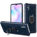 For Xiaomi Redmi 9A Carbon Fiber Protective Case with 360 Degree Rotating Ring Holder(Blue)