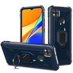 For Xiaomi Redmi 9C Carbon Fiber Protective Case with 360 Degree Rotating Ring Holder(Blue)
