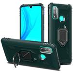 For Huawei P Smart 2020 Carbon Fiber Protective Case with 360 Degree Rotating Ring Holder(Green)