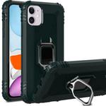 For iPhone 12 / 12 Pro Carbon Fiber Protective Case with 360 Degree Rotating Ring Holder(Green)
