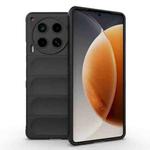 For Tecno Camon 30 4G Global Magic Shield TPU + Flannel Phone Case(Black)