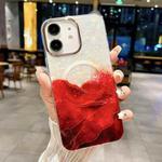 For iPhone 11 IMD Marble Acrylic Hybrid TPU Plating MagSafe Phone Case(Red)