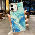 For iPhone 11 IMD Marble Acrylic Hybrid TPU Plating MagSafe Phone Case(Green)