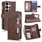 For Samsung Galaxy S25 Ultra 5G Litchi Texture Zipper Leather Phone Case(Brown)
