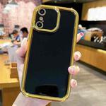 For iPhone X / XS Plating Emery PC Hybrid Silicone Phone Case(Black)