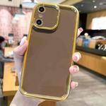 For iPhone X / XS Plating Emery PC Hybrid Silicone Phone Case(Brown)