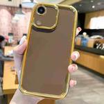 For iPhone XR Plating Emery PC Hybrid Silicone Phone Case(Brown)