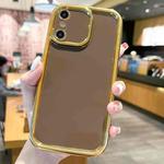 For iPhone XS Max Plating Emery PC Hybrid Silicone Phone Case(Brown)