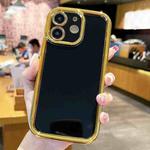 For iPhone 12 Plating Emery PC Hybrid Silicone Phone Case(Black)