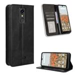 For Consumer Cellular Iris Connect Magnetic Buckle Retro Texture Leather Phone Case(Black)