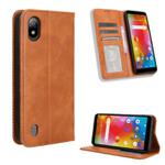 For Boost Mobile Bounce 4G Magnetic Buckle Retro Texture Leather Phone Case(Brown)