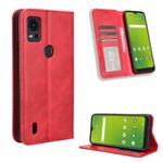 For Cricket Icon5 Magnetic Buckle Retro Texture Leather Phone Case(Red)
