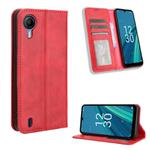 For Cricket Debut S2 U380AC Magnetic Buckle Retro Texture Leather Phone Case(Red)