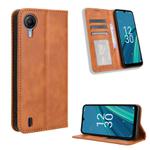 For Cricket Debut S2 U380AC Magnetic Buckle Retro Texture Leather Phone Case(Brown)