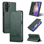 For Samsung Galaxy A25 5G AZNS Magnetic Calf Texture Flip Leather Phone Case(Dark Green)