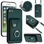 For iPhone SE 2022 / 2020 / 8 / 7 Organ Card Bag Ring Holder Phone Case with Long Lanyard(Green)