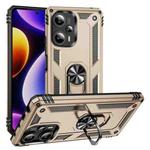 For Xiaomi Poco F5 5G / Redmi Note 12 Turbo 5G Shockproof TPU + PC Phone Case with Holder(Gold)