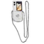 For OPPO Find N2 Flip TPU DIY Flash Diamond Love Hinge Buckle Phone Case with Long and Short Chain(Transparent)