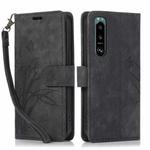 For Sony Xperia 5 IV Orchid Butterfly Embossed Leather Phone Case(Black)