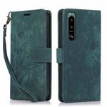 For Sony Xperia 5 IV Orchid Butterfly Embossed Leather Phone Case(Green)