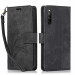 For Sony Xperia 10 III Orchid Butterfly Embossed Leather Phone Case(Black)