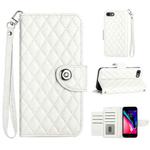For iPhone SE 2022 / 2020 / 8 / 7 Rhombic Texture Flip Leather Phone Case with Lanyard(White)
