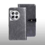 For OnePlus 12 idewei Crocodile Texture Leather Phone Case(Grey)