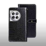 For OnePlus 12 idewei Crocodile Texture Leather Phone Case(Black)