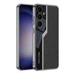 For Samsung Galaxy S24 5G GKK Plating TPU + Leather Supercar Full Coverage Phone Case(Carbon Fiber)