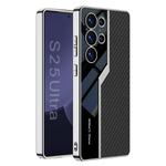 For Samsung Galaxy S25 Ultra 5G GKK Plating TPU + Leather Supercar Full Coverage Phone Case(Carbon Fiber)
