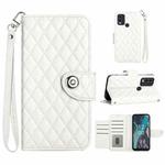 For Nokia C22 Rhombic Texture Flip Leather Phone Case with Lanyard(White)