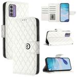 For Nokia G42 / G310 Rhombic Texture Flip Leather Phone Case with Lanyard(White)