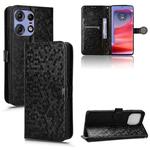 For Motorola Edge 50 Pro Honeycomb Dot Texture Leather Phone Case(Black)