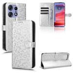 For Motorola Edge 50 Pro Honeycomb Dot Texture Leather Phone Case(Silver)