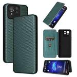 For ASUS ROG Phone 8 Pro Carbon Fiber Texture Flip Leather Phone Case(Green)