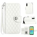 For Sony Xperia 10 IV Rhombic Texture Flip Leather Phone Case with Lanyard(White)