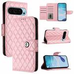 For Google Pixel 9 Pro XL Rhombic Texture Flip Leather Phone Case with Lanyard(Pink)
