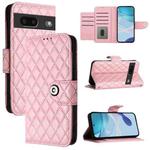 For Google Pixel 7 Rhombic Texture Flip Leather Phone Case with Lanyard(Pink)