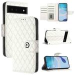 For Google Pixel 6 Rhombic Texture Flip Leather Phone Case with Lanyard(White)