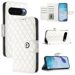 For Google Pixel 10 5G Global Rhombic Texture Flip Leather Phone Case with Lanyard(White)
