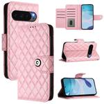 For Google Pixel 10 5G Global Rhombic Texture Flip Leather Phone Case with Lanyard(Pink)
