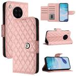 For Honor 50 Lite / Huawei nova 8i Rhombic Texture Flip Leather Phone Case with Lanyard(Coral Pink)